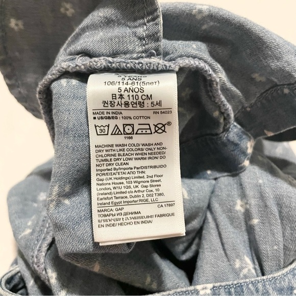 Gap Denim Toddler Floral Romper Girls Size 5 Years - Picture 15 of 16